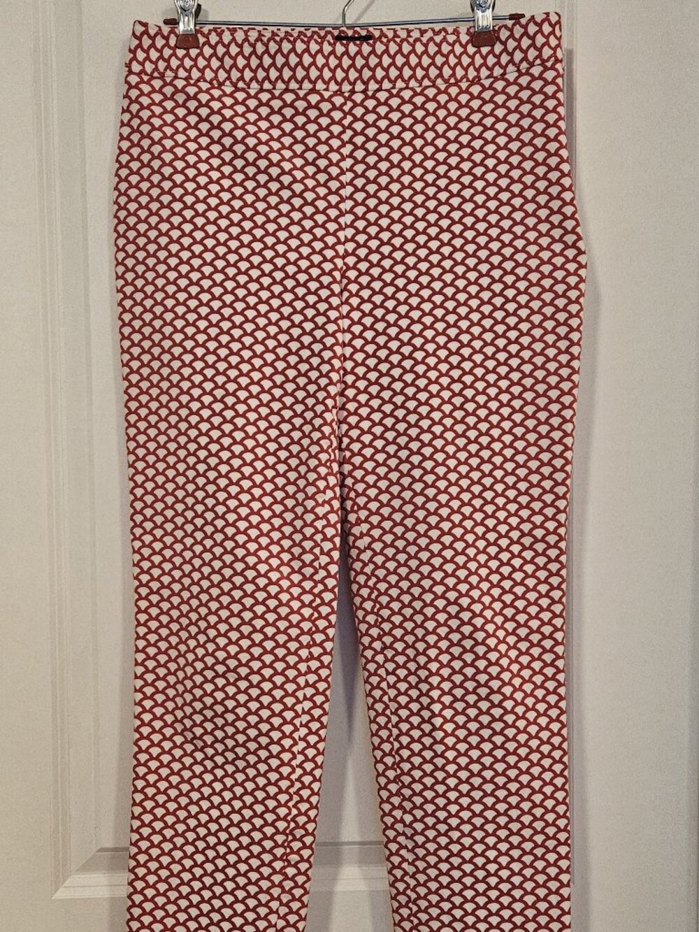 Talbots Red White Printed Ankle Pants Sz 6 Stretch Cotton Cropped